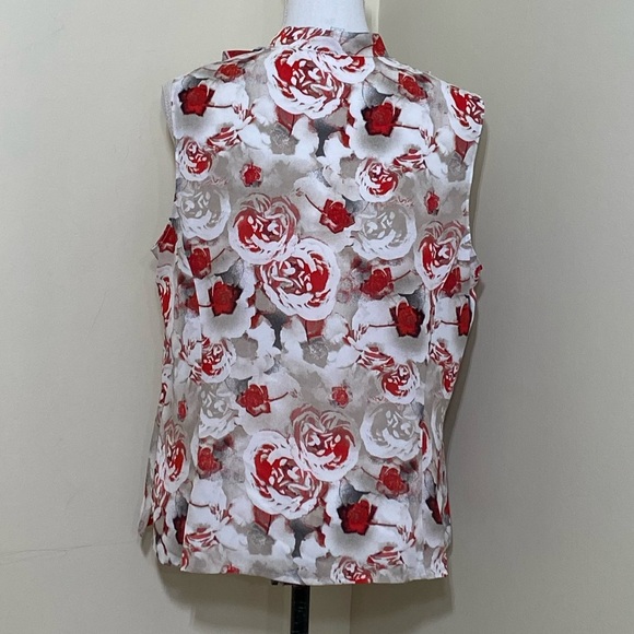 NWOT TAHARI || Beige Floral Print Retro Shirt size Petite Large - Picture 4 of 9